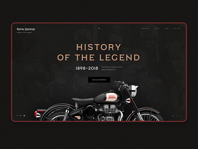 History of the legend. Royal Enfield bike black cards dark history motorbike old one page royal enfield time line ui web