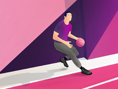 Hello Dribbble! 👋🏻 basketball basketball court basketball player debut design dribbble dribbble ball dribbble best shot hello hello dribbble illustration illustrator player purple vector violet