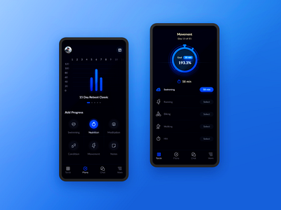 Fitness app l 1 · 365 adobe xd adobexd dark dark app dark mode dark theme dark ui figma fitness fitness app fitness tracker hello mobile app mobile ui sketchapp sport app statistic time tracker timer ui design