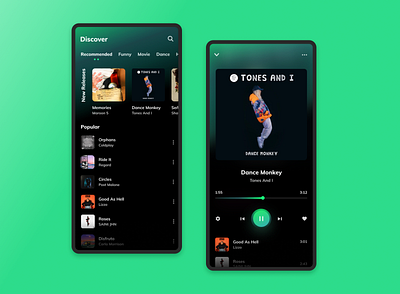 Music Player App l 4 · 365 adobe xd clean clean ui dark dark app dark ui design figma iphone mobile app mobile ui modern music music app music player play player typogaphy ui vector