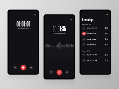 Recorder App l 10 · 365 365 daily challenge 365rounds clean design dictaphone figma interface minimal minimalism minimalistic mobile app mobile ui recorder recorder app recording typography ui ui trends ux vector