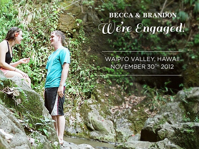 Engagement Announcement engaged hawaii love photo typography
