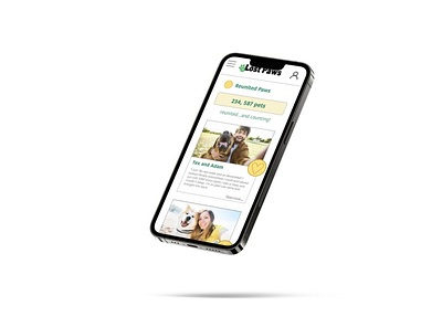 Lost Paws UI Design - Reunited Paws Screen adobexd app branding ui ux