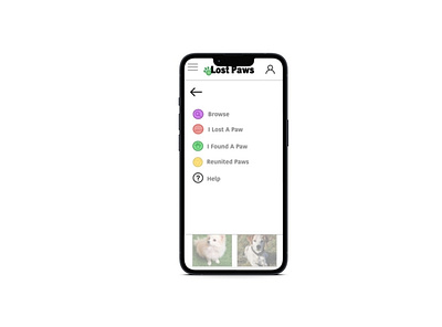 UI Design - Lost Paws Menu Screen app design iconography ui design ux design