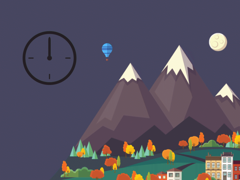 Daylight Savings Animation after affects design forests illustration illustrator mountain