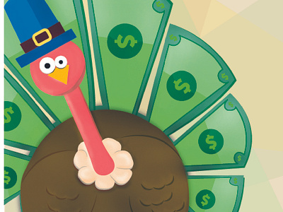 Cash Turkey Illustration cash cute food foodie fun holiday illustration illustrator money thanksgiving turkey