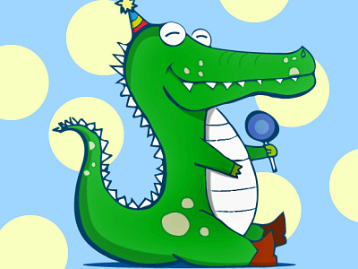 Alligator Lollipop animals children art cute illustration vector