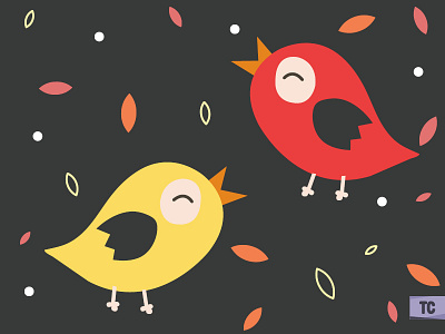 Autumn Birds animals birds characrter children art cute design illustration print design surface pattern design vector