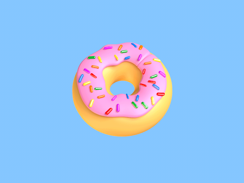 A DONUT!!! 3d animation c4d colorful donut doughnut frosting fun gif pink sprinkles