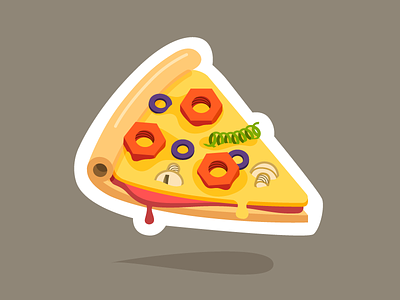 Pizztop! car contest illustration pitstop pizza playoff sticker