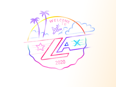 Welcome to LA X (Passport) 80s airport california design dribbbleweeklywarmup hollywood icon icon design iconography illustration los angeles neon playoff stamp sunset warmup