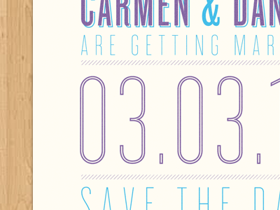 Save the Date blue purple save the date typography wedding