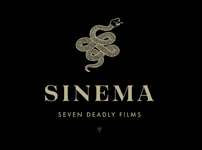 Sinema Logo black brand identity branding cinema elegant film illustration logo logo design movie pale religion sans serif satan serif sin snake plant texture typography