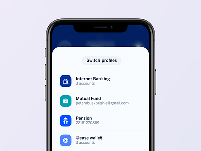 Profile Switcher bank app banking finance app financial financial app fintech profiles user profile ux