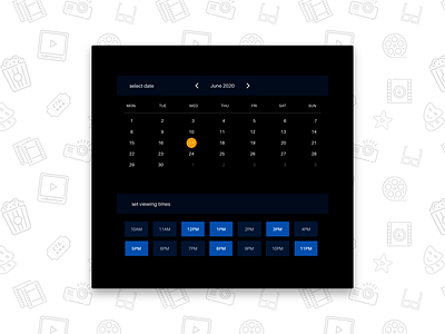 Date Picker cinema dashboard date picker movie time picker ui design ux