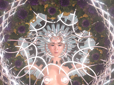 Flowers In Her Hair 3d blender body branding c4d chrome chrome type cinema 4d flowers girl maya pretty shiny