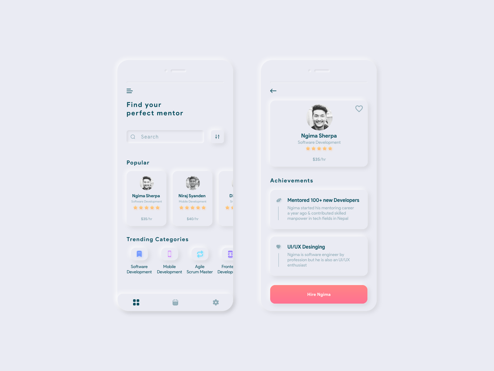 Soft Mobile UI Design by Ngima Sherpa on Dribbble