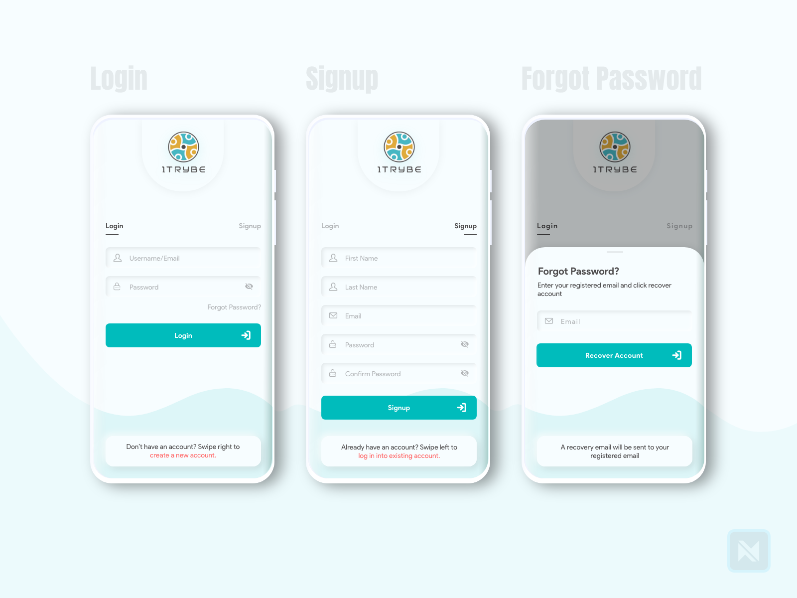 1trybe Login And Signup And Forgot Password Mobile Ui Ux Design By Ngima