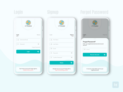 1TRYBE Login & Signup and Forgot Password Mobile UI/UX Design