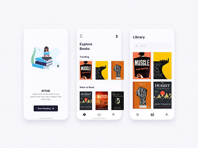 Kitab | Book App for passionate readers app app design book clean concept ui uiux ux