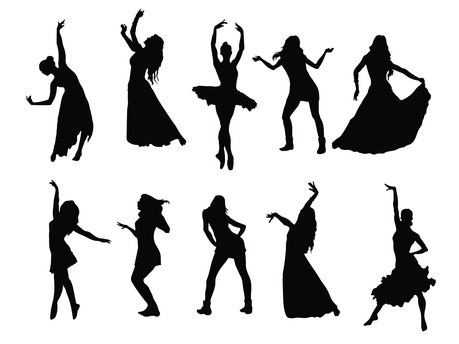 girl dancing silhouette vector