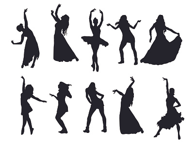 Dancing girls silhouettes. vector silhouettes of girls ladies party