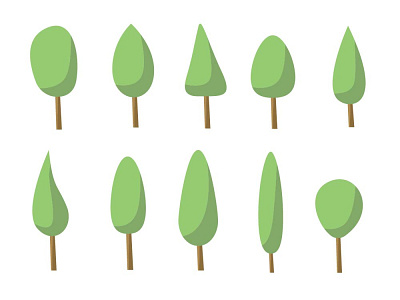 Set of abstract stylized trees. natural illustration. park icon