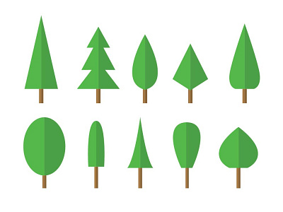 Set of abstract stylized trees. natural illustration.