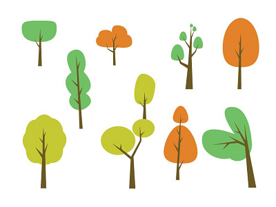 Set of abstract stylized trees. natural illustration park icon