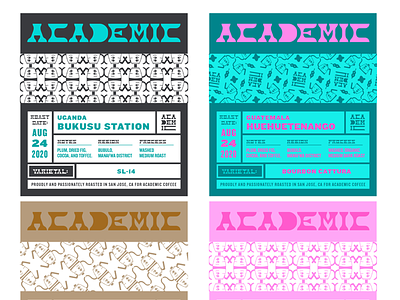 Academic Coffee branding coffee design illustration packaging patterns type typography