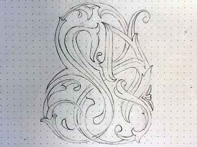 SA monogram drawing filigree lettering letters sketch type typography