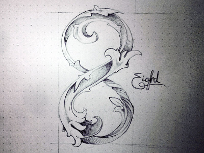 Eight filigree sketch 8 eight filigree letters numbers sketch