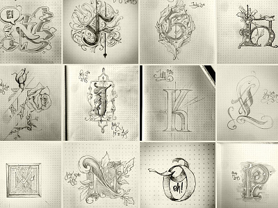 Letter a day exercise black book drawing lettering letters script sketch type typography