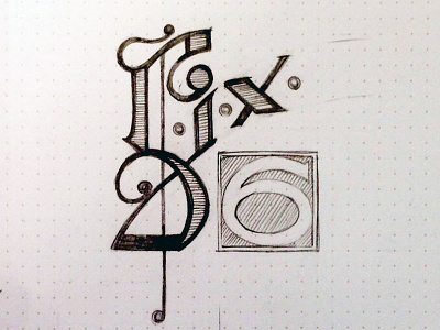 Six 6 drawing lettering letters number numbers six sketch type typography