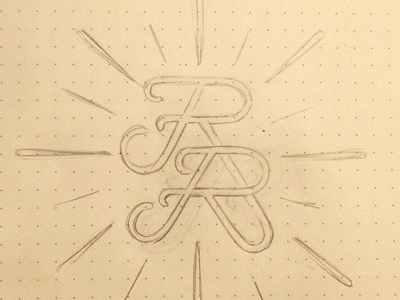Ricardo A. Rocha monogram dot grid drawing initials monogram rar sketch
