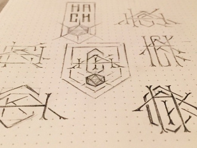 Hack monogram sketches dot grid facebook hack icosahedron monogram sketch