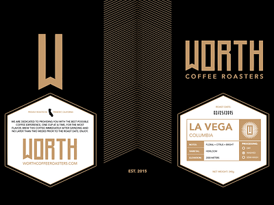 Worth Coffee Roasters bag design bay area black coffee coffee bag gold worth