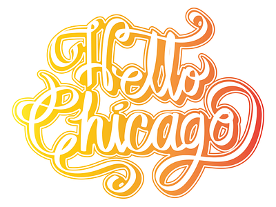 Hello Chicago chicago citrus hello orange script type typography