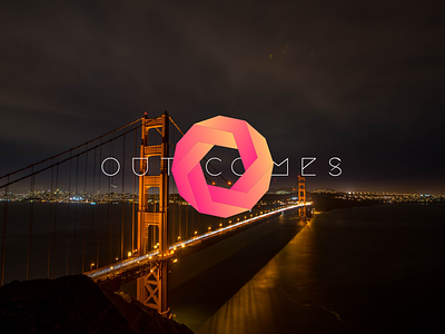 Outcomes team logo mark facebook geo golden gate bridge outcomes pink san francisco type typography