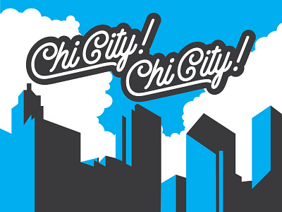 Chi City blue chicago gray lettering letters script text type typography white