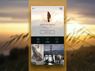 Profile/Hire page gold orange photo photo app photography sunset yellow