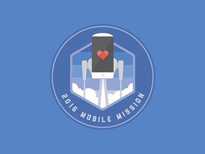 Mobile Mission android badge blue gradient heart love mobile phone rocket space space ship sticker
