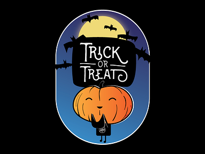 Trick Or Treat bats halloween pumpkin sticker trick or treat