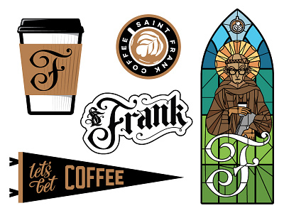 Saint Frank Coffee sticker pack coffee lettering letters stickers typography