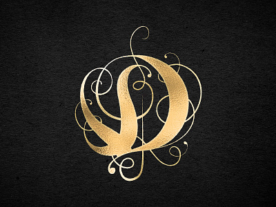 Gold Foil D fancy gold lettering letters type