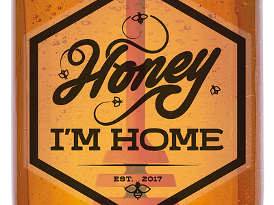 Honey I'm Home bees honey honey logo illustration label script