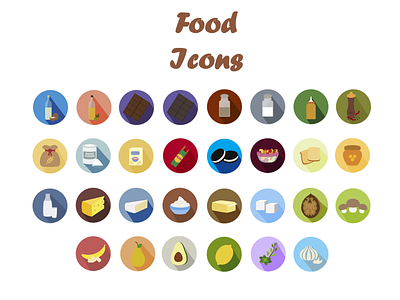 Food icons bright color design food fruit icon icons ui vector vegetable