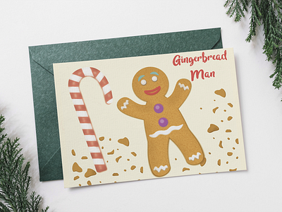 Gingerbread man card cartoon christmas design gingerbread gingerbread man illustration postcard present sweet typography vector