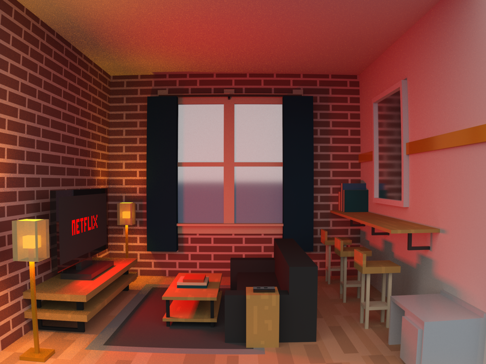 Quarantine. 3d 3d animation airbnb illustration interior livingroom