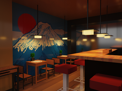 Mt Fuji Sushi 3d 3d art 3d artist 3d artwork 3d voxel magicavoxel sushi voxel voxel art
